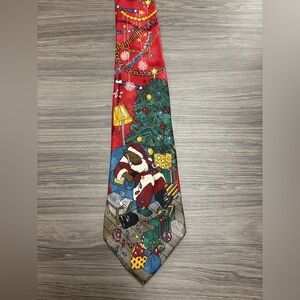 Christmas Tie Sleeping Santa Bear Red Graphics "Thinking of You Ties"